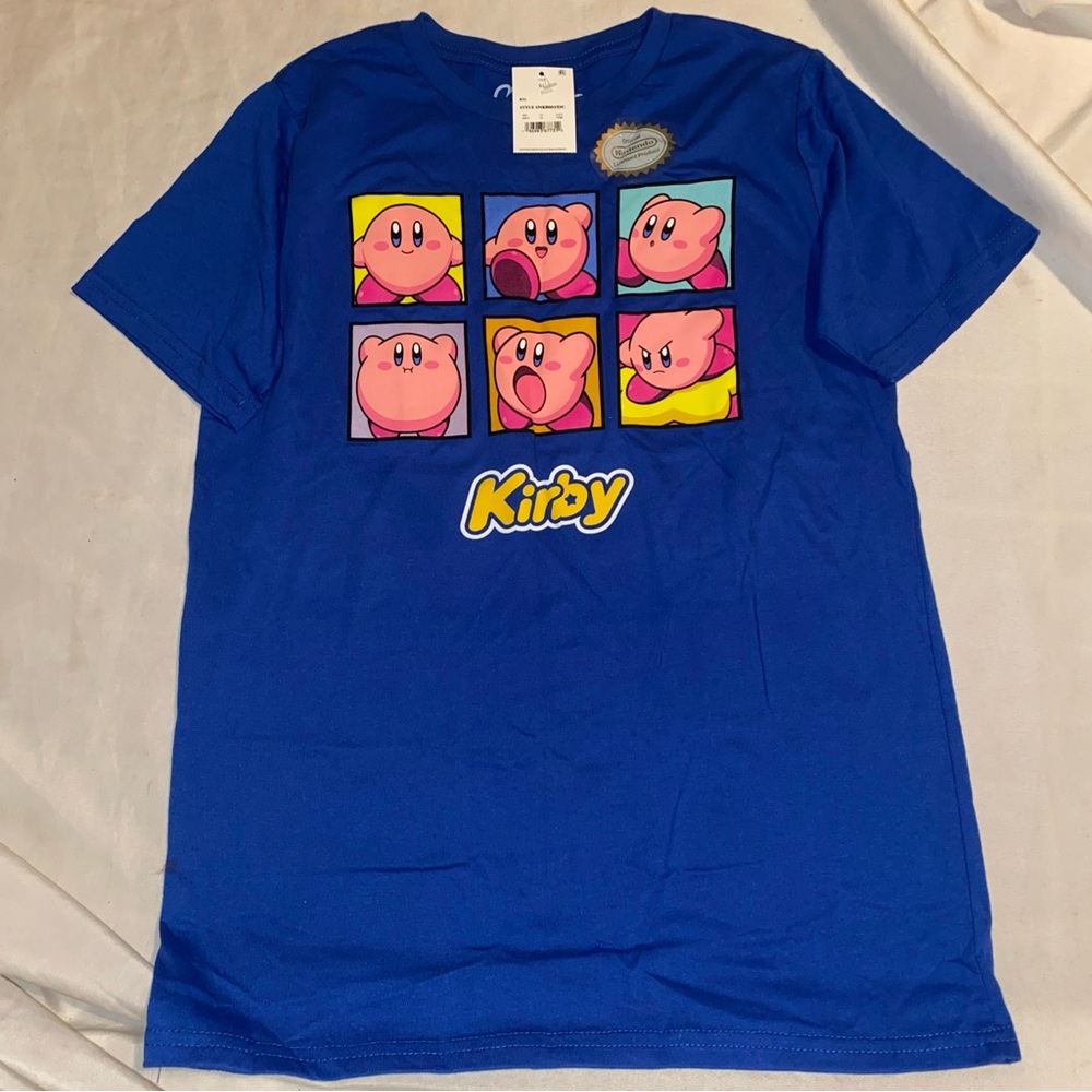 Kirby Shirt, Boy's Kids Size XL, Blue, Graphic Print, Short Sleeve